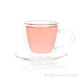 Conjunto de xícara de chá de vidro de mini borosilicato